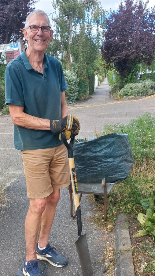 Chris can often be seen in the Home Zone with his gardening tools